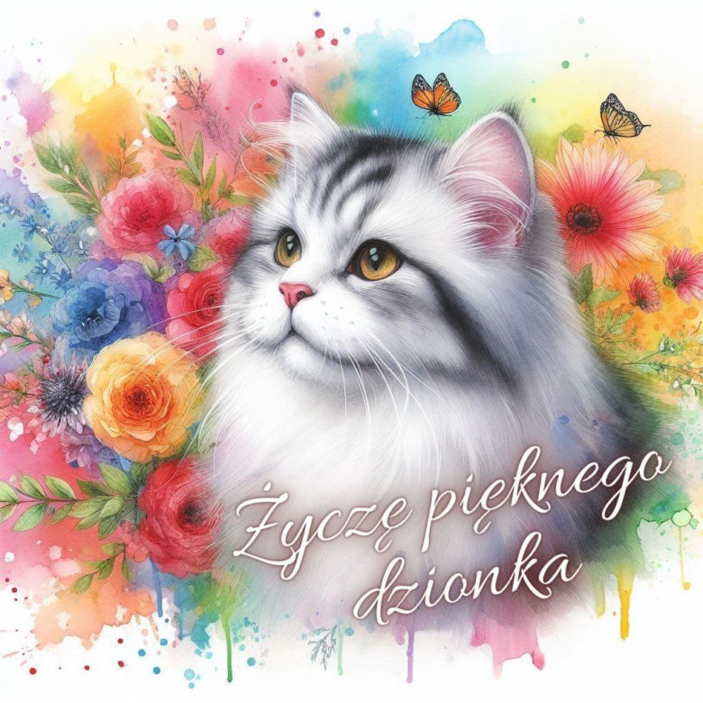 Kartki z kotami na dzień dobry