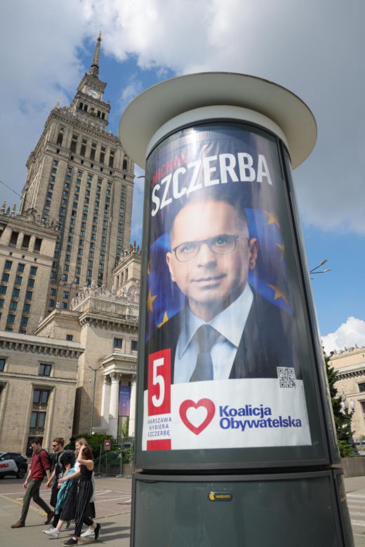 Plakaty wyborcze przed wyborami do Parlamentu Europejskiego 2024