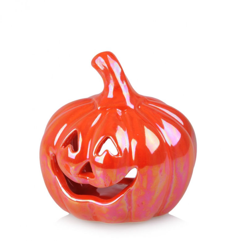 Ceramiczny lampion w kształcie wydrążonej dyni