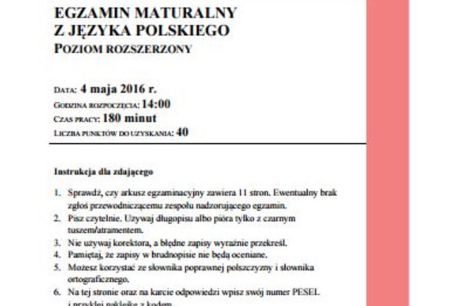Matura 2016 język polski rozszerzony
