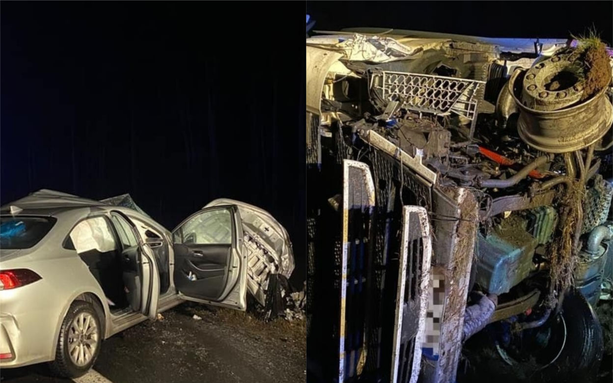 Śmiertelny wypadek na S10 w Toruniu. Tir zmiażdżył samochód. Jedna osoba nie żyje