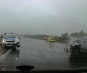 Staranował radiowóz na autostradzie A1