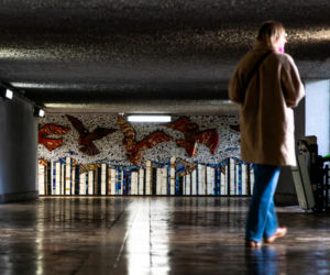 Przejście podziemne przy dawnej kopalni - mozaika z PRL