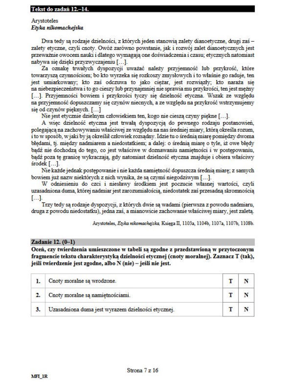 EGZAMIN MATURALNY Z FILOZOFII POZIOM ROZSZERZONY