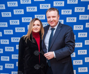 Jacek Kurski z żoną Joanną na premierze filmu „Marusarz. Tatrzański Orzeł”