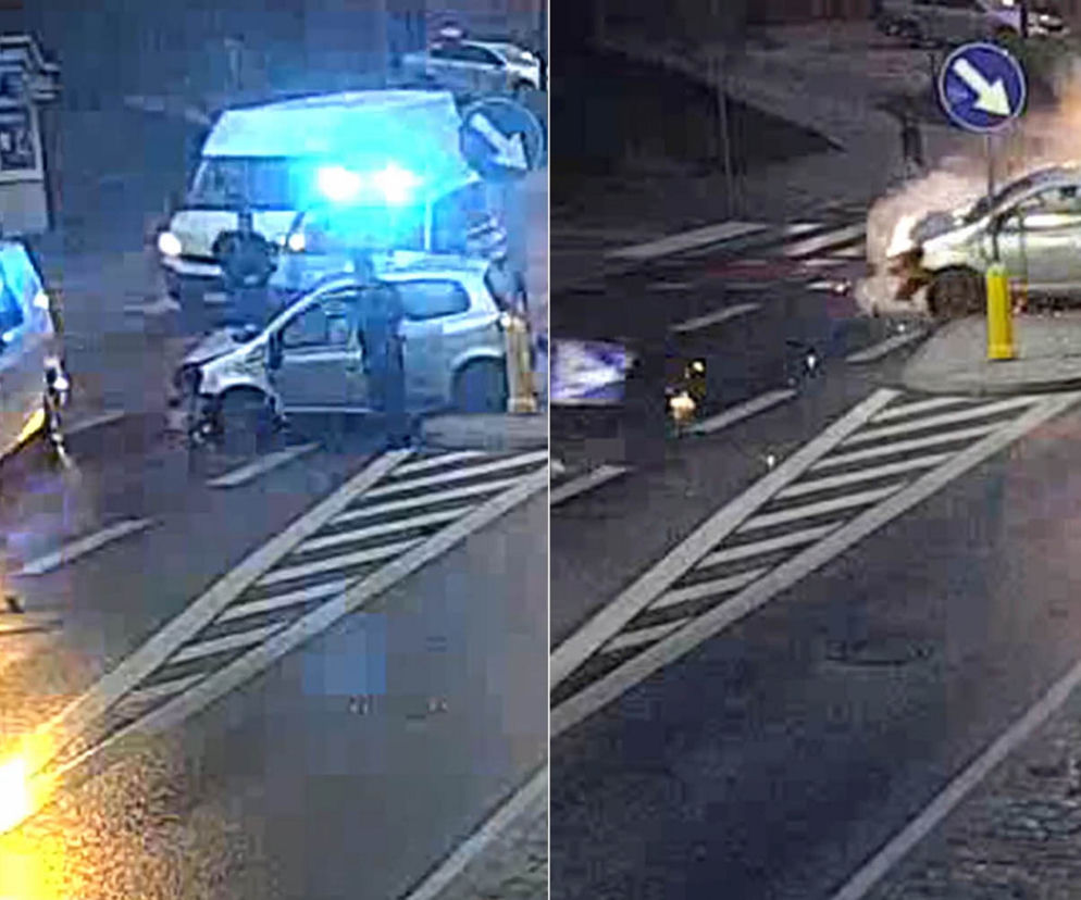 Szalony rajd ulicami Olsztyna! 30-latek huknął w autobus, a później rozbił przed komendą policji [ZDJĘCIA]