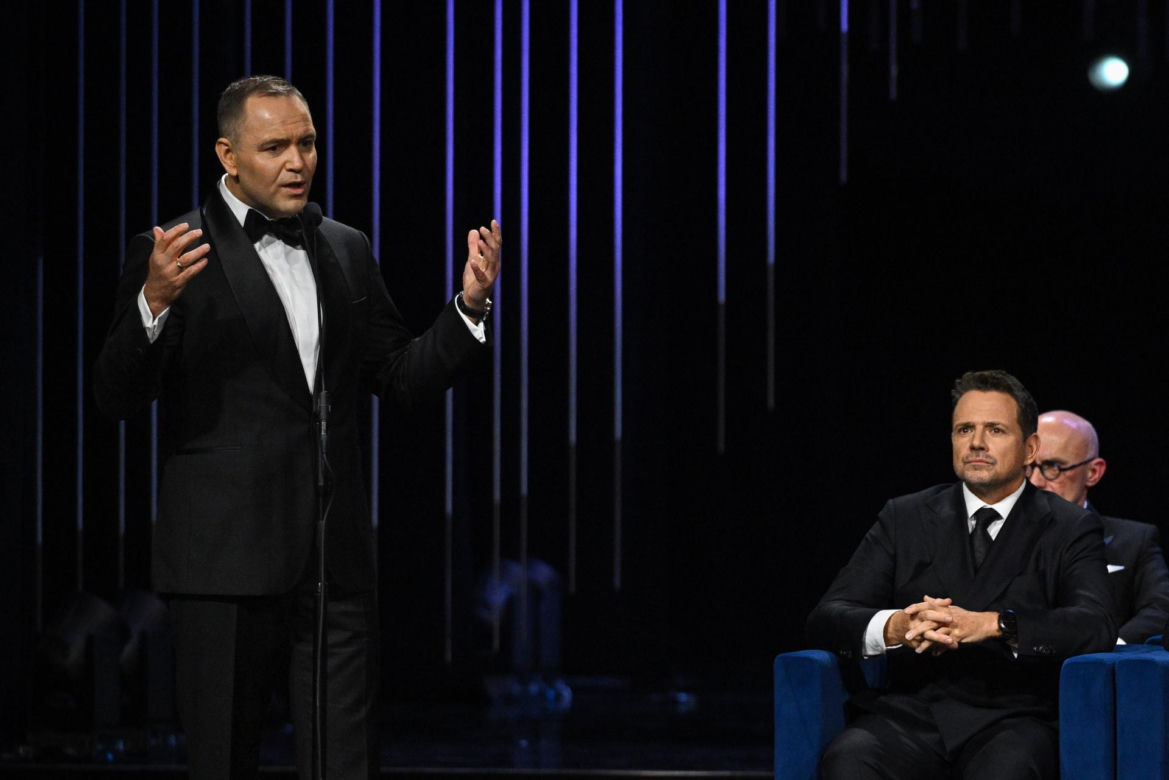 Rafał Trzaskowski i Radosław Sikorski na uroczystej gali po Konkursie Chopinowskim