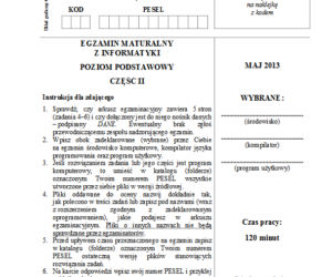 Matura 2013, informatyka poziom podstawowy