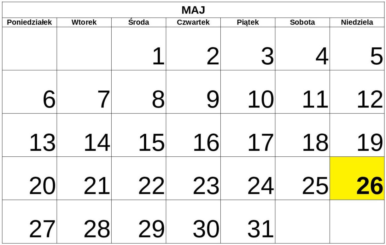 Niedziele handlowe 2019 - MAJ