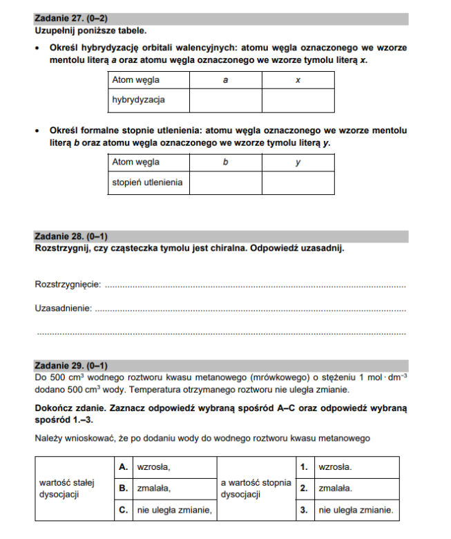 Matura z chemii 2021 - arkusz PDF