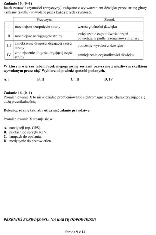 EGZAMIN GIMNAZJALNY 2013 PRZEDMIOTY PRZYRODNICZE - ARKUSZE, ODPOWIEDZI