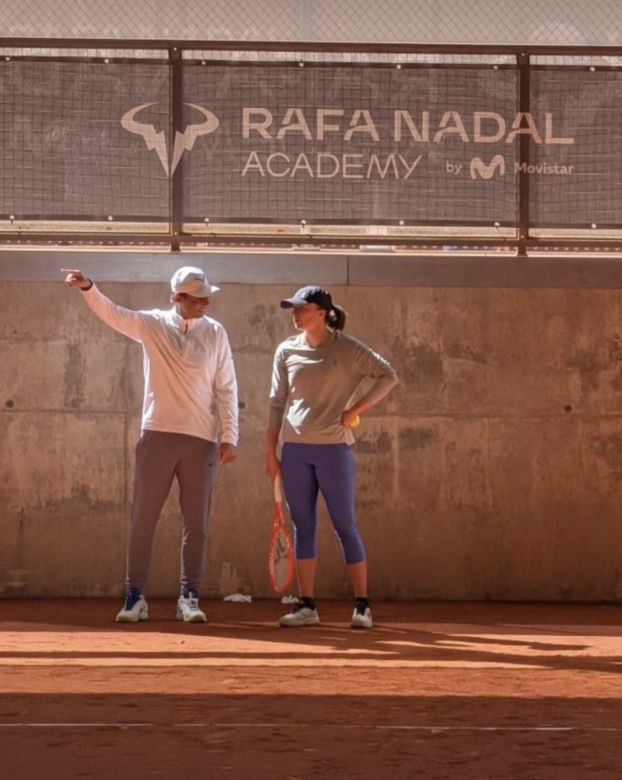 Iga Świątek i Rafael Nadal w czasie treningu na Majorce
