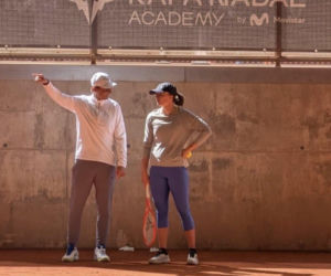 Iga Świątek i Rafael Nadal w czasie treningu na Majorce