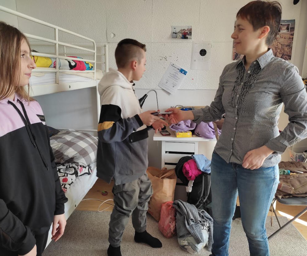 Tatiana z synem Luką i córką Poliną