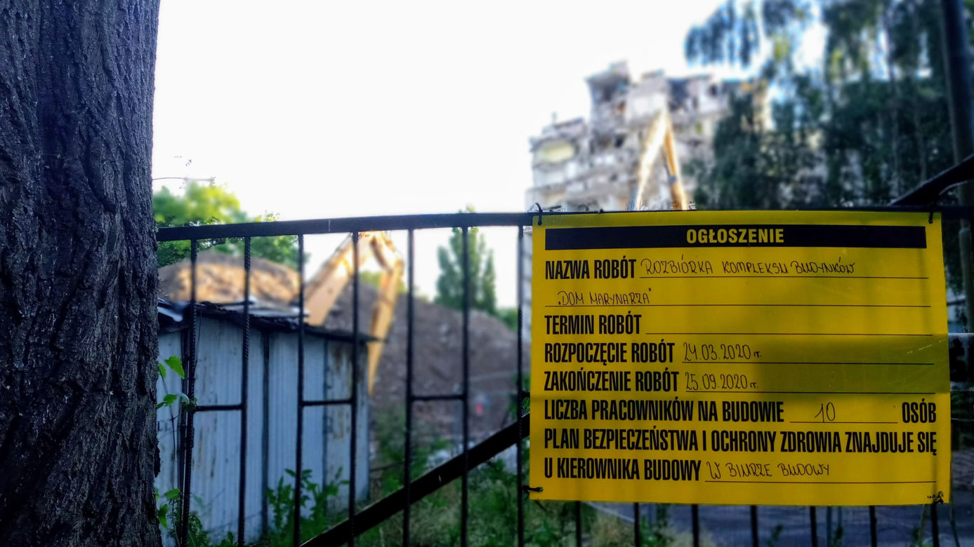 Rozbiórka Domu Marynarza - lipiec 2020