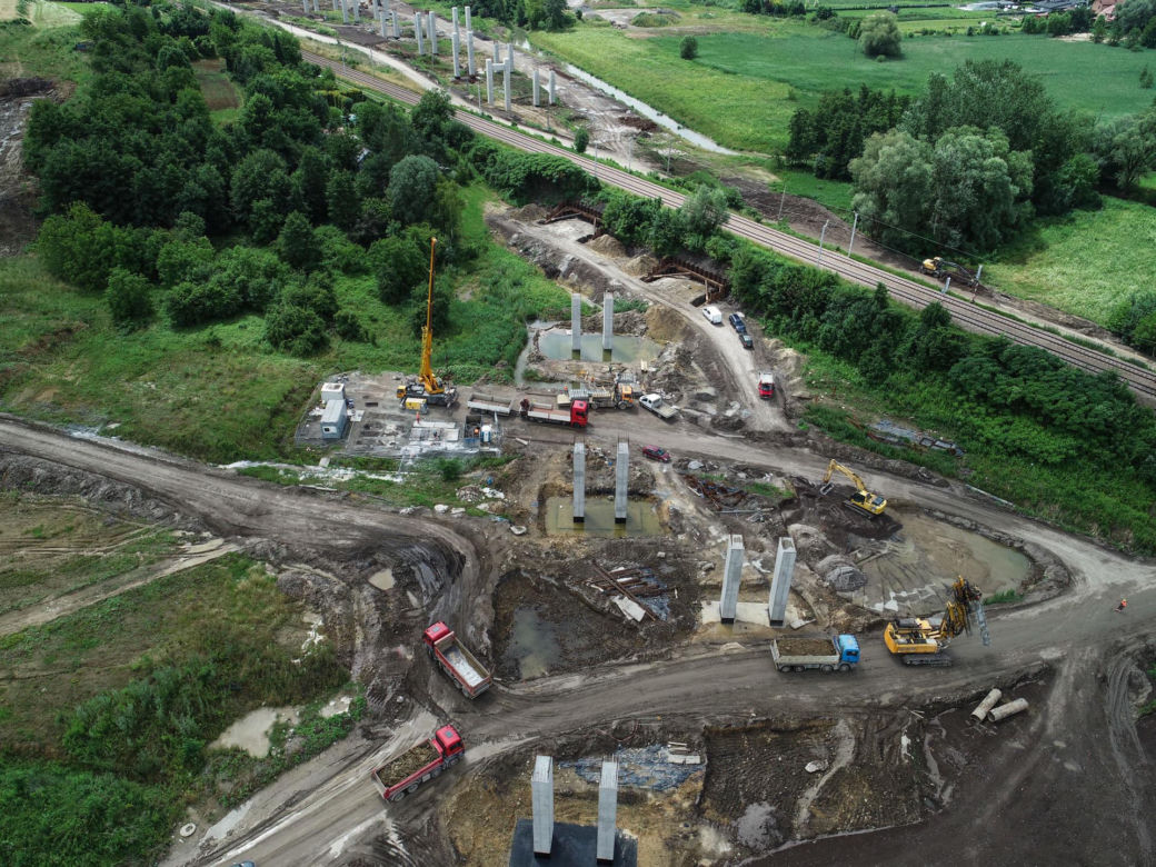 Zdjęcia z placu budowy S7 Kraków - Widoma, czerwiec 2024