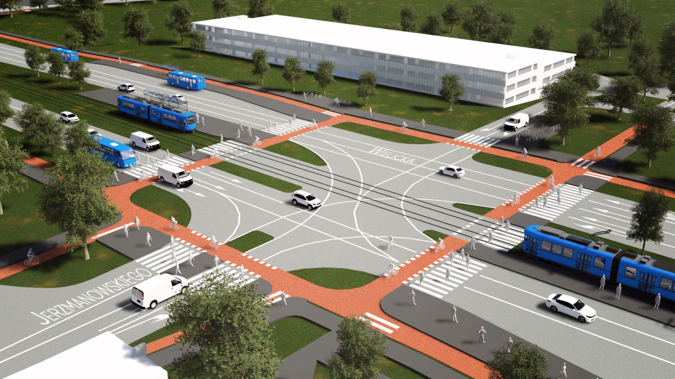 Wizualizacja trasy tramwajowej do krakowskich szpitali przy os. Rżąka 