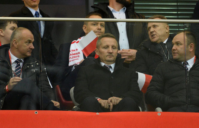 Karol Nawrocki na meczu Polska - Holandia