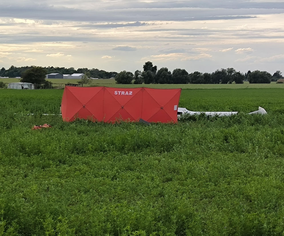 Tragiczny wypadek w Lesznie. Rozbił się szybowiec. Pilot nie żyje.