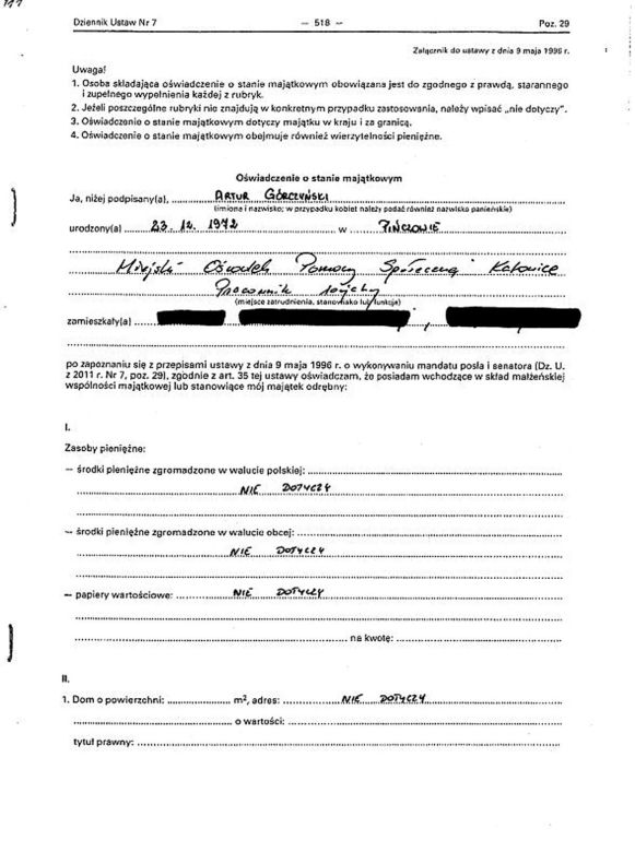 Artur Górczyński oświadczenie