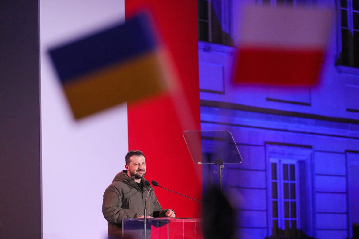 Wystąpienie Wołodymyra Zełenskiego na Zamku Królewskim w Warszawie