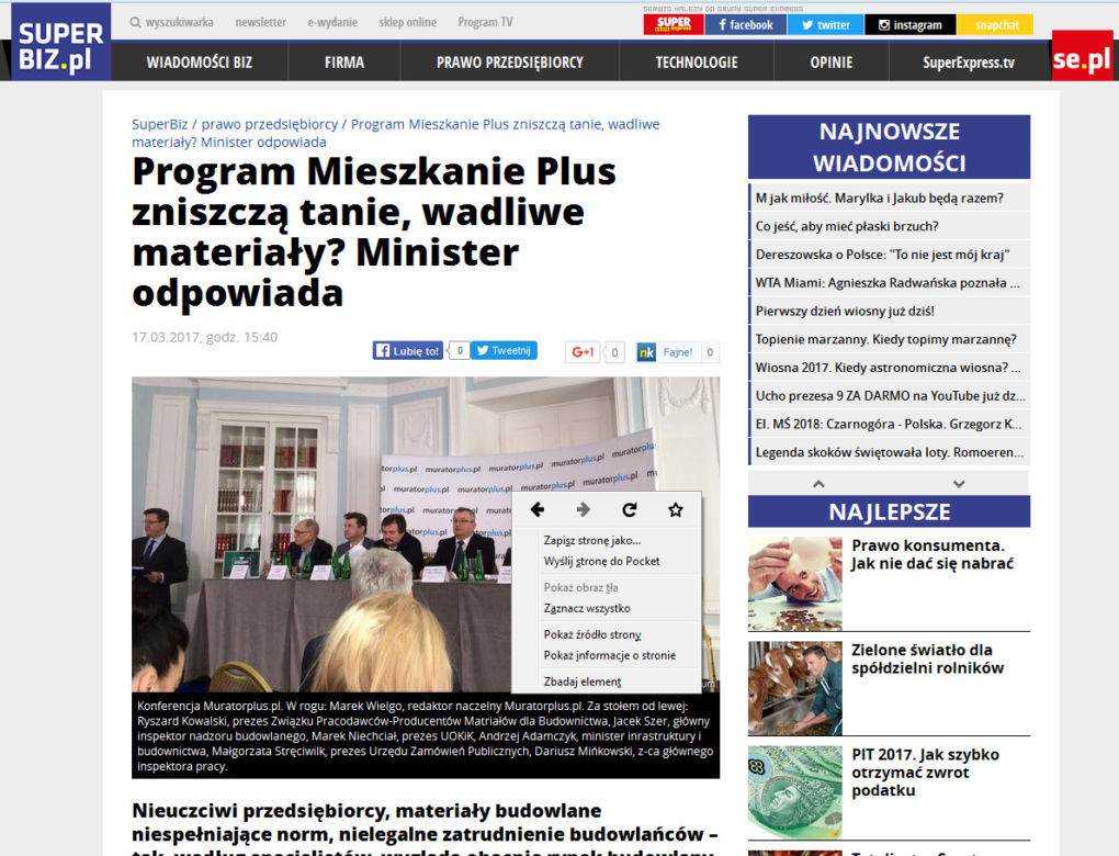 "Chcemy uczciwego budownictwa" - konferencja serwisu Muratorplus.pl