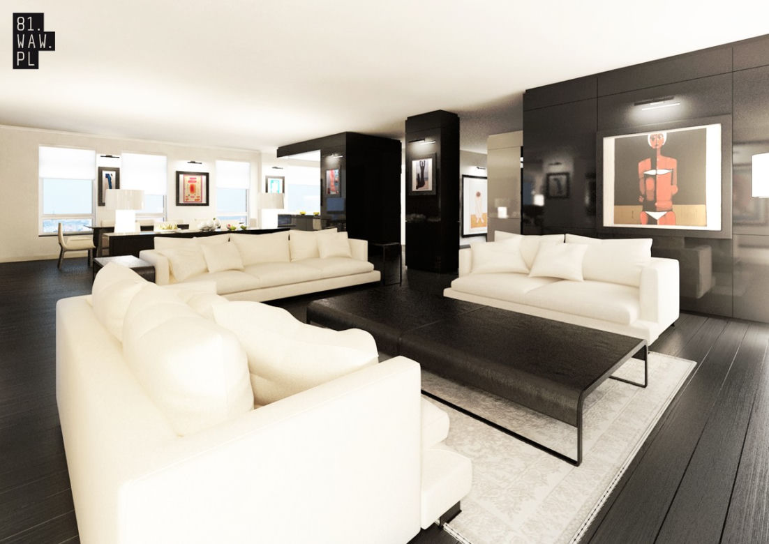 Apartament w czerni i w bieli. Projekt pracowni 81.WAW.pl