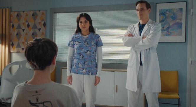 M jak miłość odc. 1916. Franek (Jarosław Śmigielski), Aneta (Ilona Janyst), Olek (Maurycy Popiel)