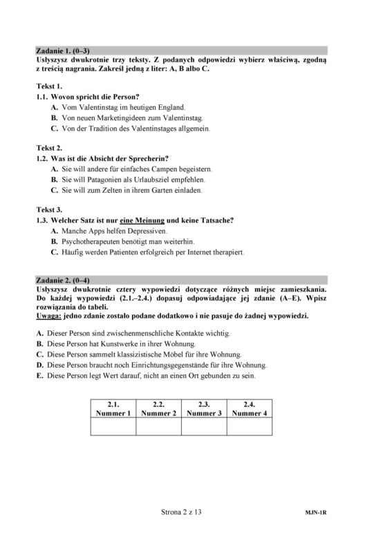 Matura 2018 - Język niemiecki, poziom rozszerzony