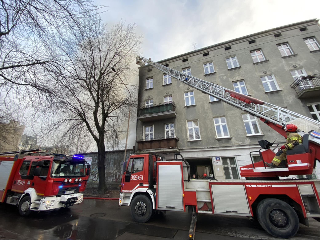 Pożar na ul. Dowborczyków w Łodzi