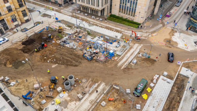 Nowe Centrum Warszawy zimą