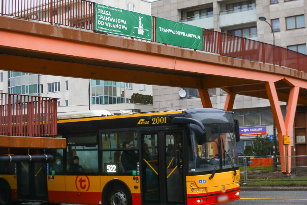 Zmiana organizacji ruchu w związku z budową linii tramwajowej do Wilanowa