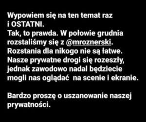 M jak miłość. Oświadczenie Adriany Kalskiej 