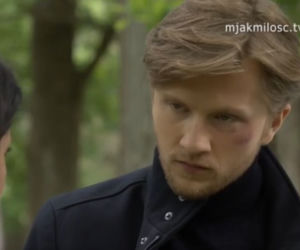 M jak miłość odc. 1602. Patrycja (Alżbeta Lenska), Łukasz (Jakub Józefowicz)
