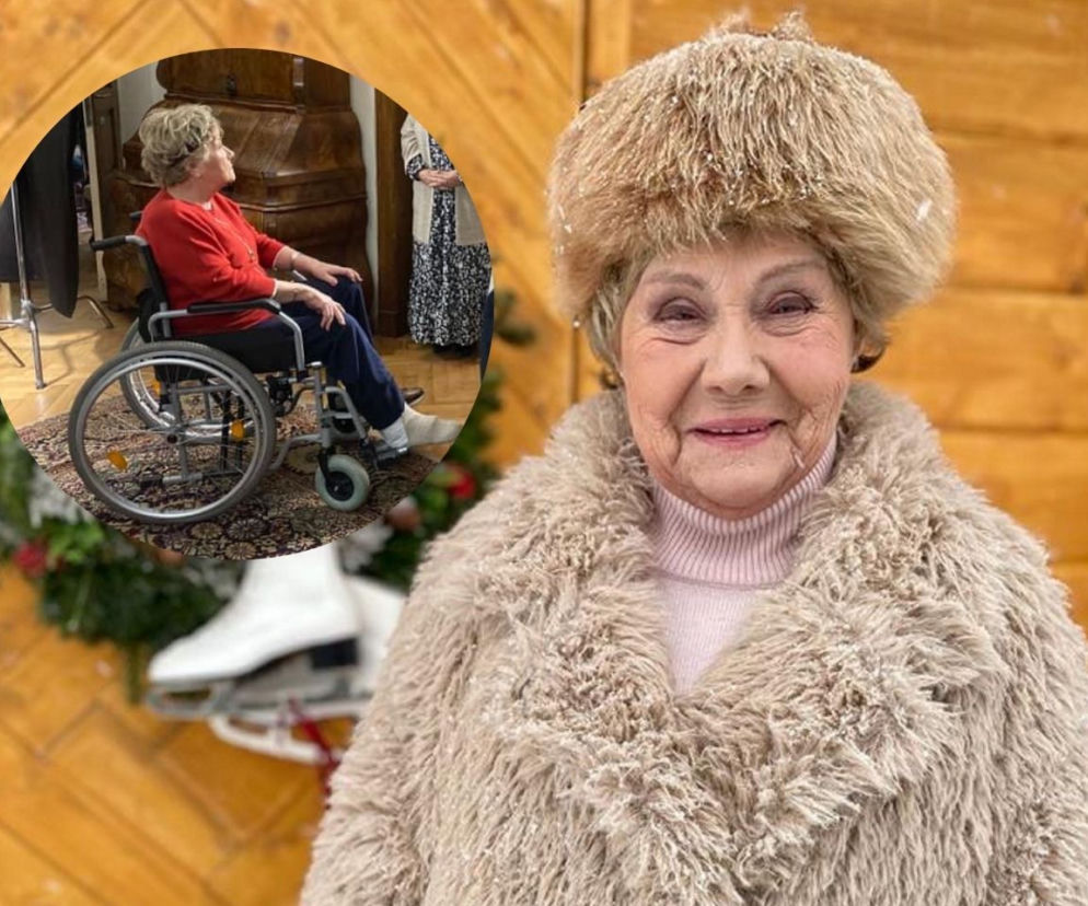 Teresa Lipowska na wózku inwalidzkim