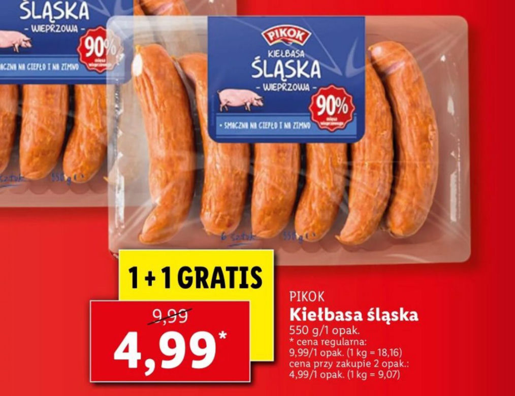 kiełbasa śląska 1+1 gratis