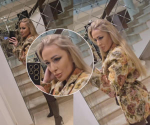 Sylwia Peretti w kusym wdzianku na nowo uczy się uśmiechać do selfie. Kiedyś to było na porządku dziennym