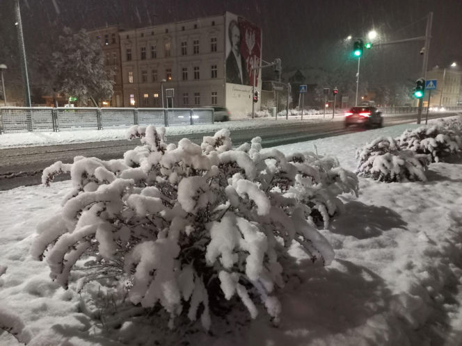 Leszno pod śniegiem. Kolizje na drogach i opóźnienia autobusów