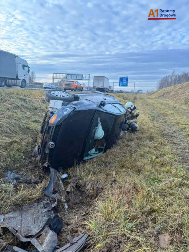 Karambol na autostradzie A1 w środę 11 grudnia 2025