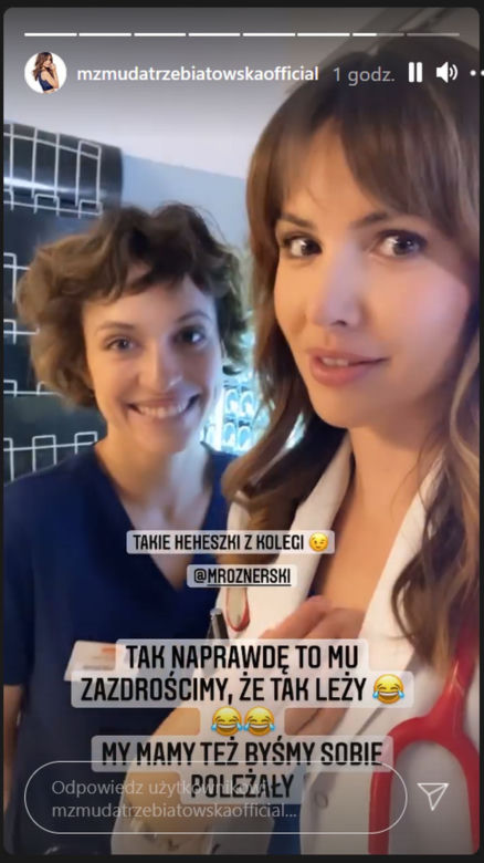 Na dobre i na złe na planie. Hania Sikorka (Marta Żmuda Trzebiatowska), Julka Burska (Aleksandra Hamkało)