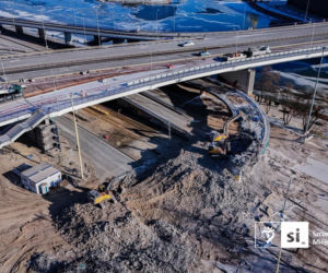 Postępy prac przy wyburzaniu łącznicy Trasy Zamkowej