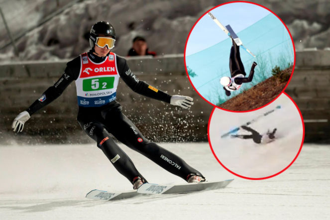 Nagranie koszmarnego wypadku w Vikersund. Narta wbita w skocznię, dla widzów o mocnych nerwach