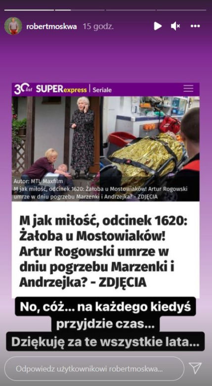 M jak miłość. Robert Moskwa (Artur) komentuje tekst superseriali