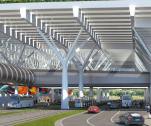 Wizualizacja terminala lotniska we Florencji z winnicą na dachu według projektu architekta Rafaela_Vinoly