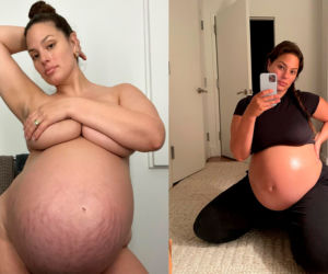Wow! Ciężarna modelka plus size rysuje na brzuchu swoje dzieci i pozuje NAGO!