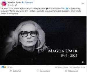 Magda Umer żegnana przez świat artystyczny