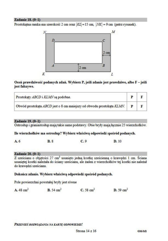 Egzamin gimnazjalny 2019 z matematyki