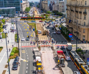 Remont torowiska tramwajowego w Alejach Jerozolimskich w Warszawie