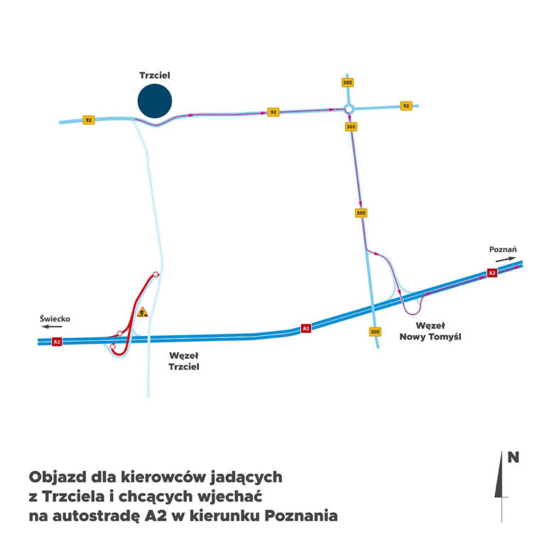 Utrudnienia na wjeździe A2 w Trzcielu. Kierowcy, zapamiętajcie ten objazd