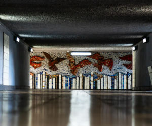 Przejście podziemne przy dawnej kopalni - mozaika z PRL